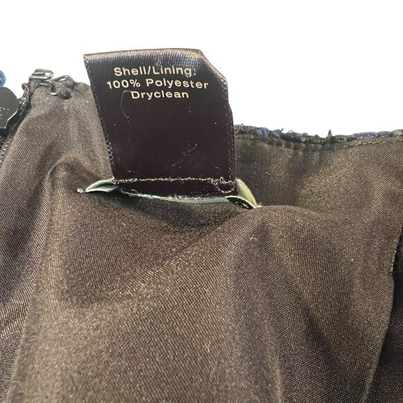 Ann Taylor Tweed Pencil Skirt Black Blue Cream Striped Size 14 - Picture 8 of 8